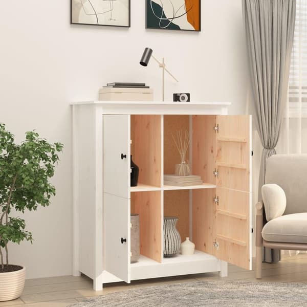 vidaXL skænk 83x41,5x100 cm massivt fyrretræ hvid