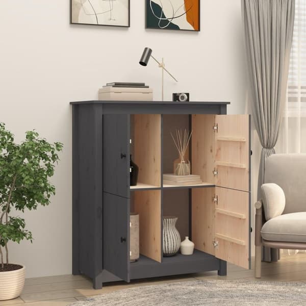 vidaXL skænk 83x41,5x100 cm massivt fyrretræ grå