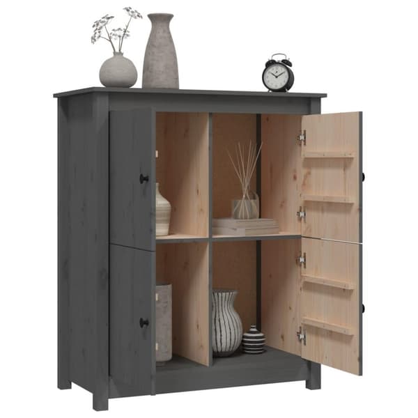 vidaXL skænk 83x41,5x100 cm massivt fyrretræ grå