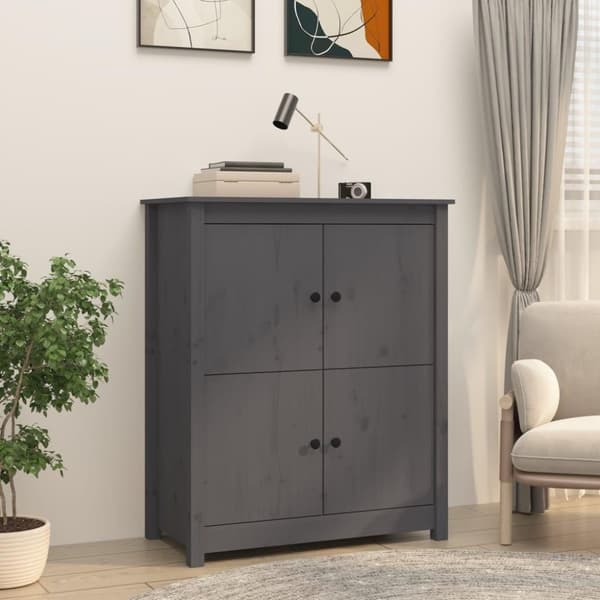 vidaXL skænk 83x41,5x100 cm massivt fyrretræ grå