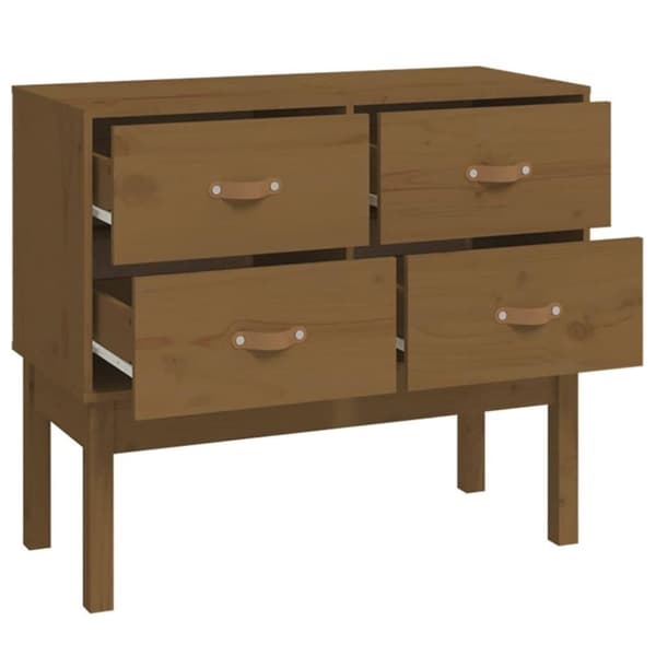 vidaXL konsolskab 90x40x78 cm massivt fyrretræ gyldenbrun