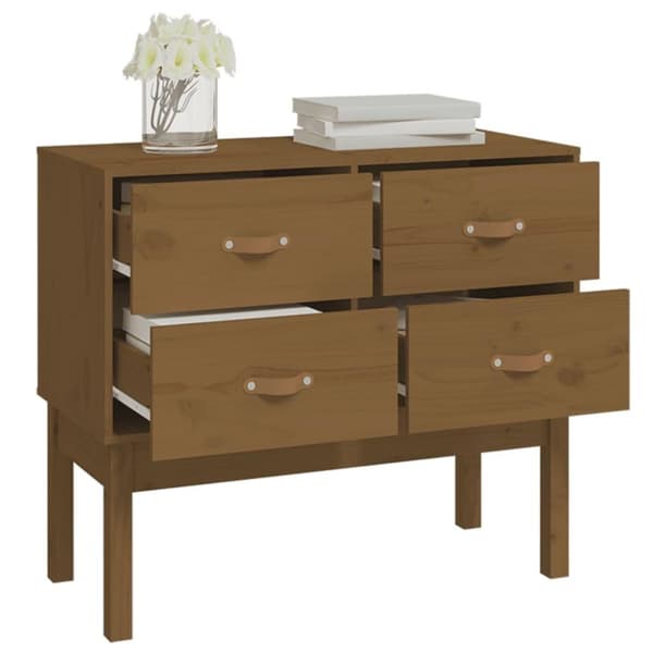 vidaXL konsolskab 90x40x78 cm massivt fyrretræ gyldenbrun
