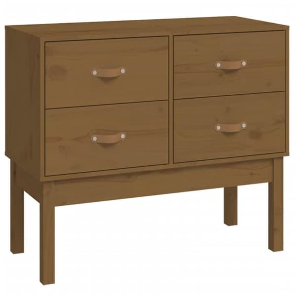 vidaXL konsolskab 90x40x78 cm massivt fyrretræ gyldenbrun