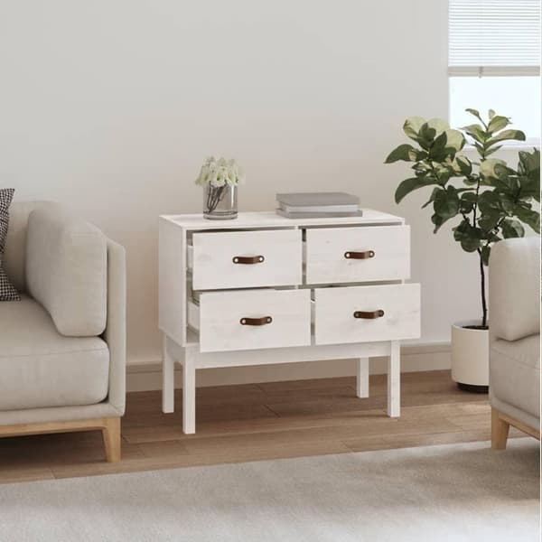 vidaXL konsolskab 90x40x78 cm massivt fyrretræ hvid