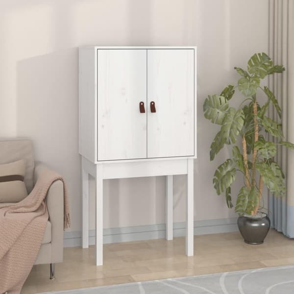 vidaXL højskab 60x40x120 cm massivt fyrretræ hvid