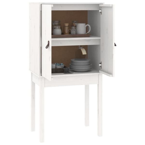 vidaXL højskab 60x40x120 cm massivt fyrretræ hvid