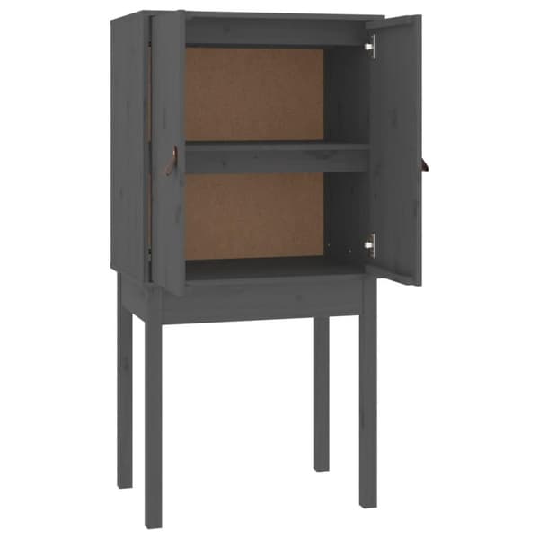 vidaXL højskab 60x40x120 cm massivt fyrretræ grå