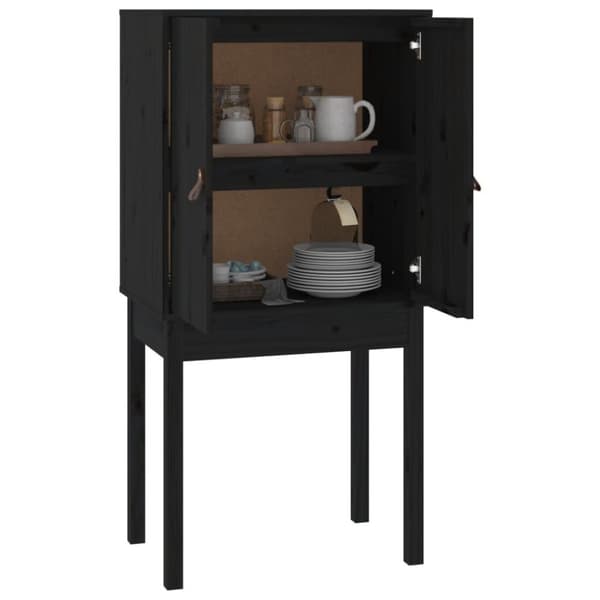 vidaXL højskab 60x40x120 cm massivt fyrretræ sort