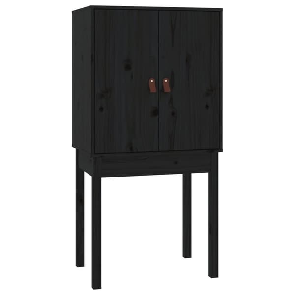 vidaXL højskab 60x40x120 cm massivt fyrretræ sort
