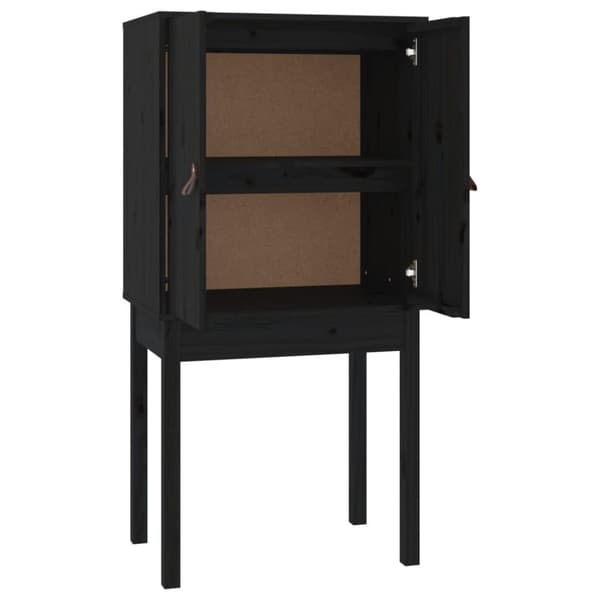vidaXL højskab 60x40x120 cm massivt fyrretræ sort
