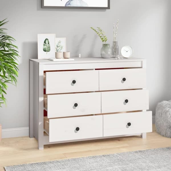 vidaXL kommode 100x40x72 cm massivt fyrretræ hvid