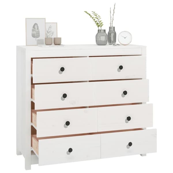 vidaXL kommode 100x40x90 cm massivt fyrretræ hvid