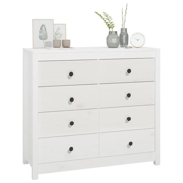 vidaXL kommode 100x40x90 cm massivt fyrretræ hvid