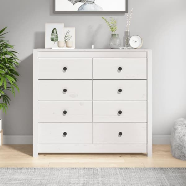 vidaXL kommode 100x40x90 cm massivt fyrretræ hvid