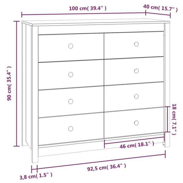vidaXL Senkki harmaa 100x40x90 cm täysi mänty