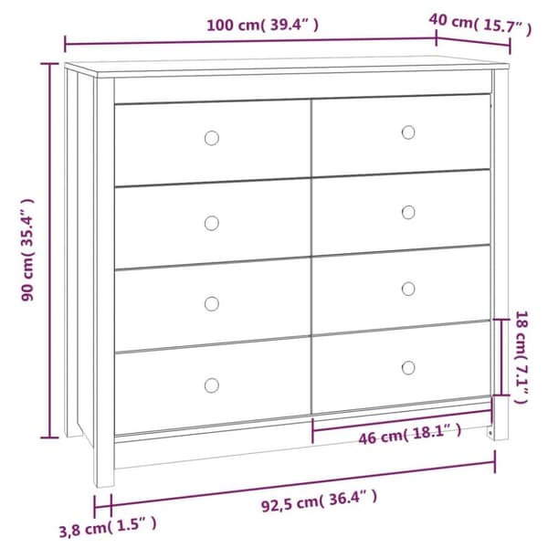 vidaXL Senkki 100x40x90 cm täysi mänty