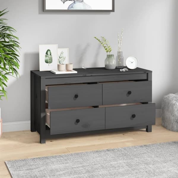 vidaXL kommode 100x40x54 cm massivt fyrretræ grå