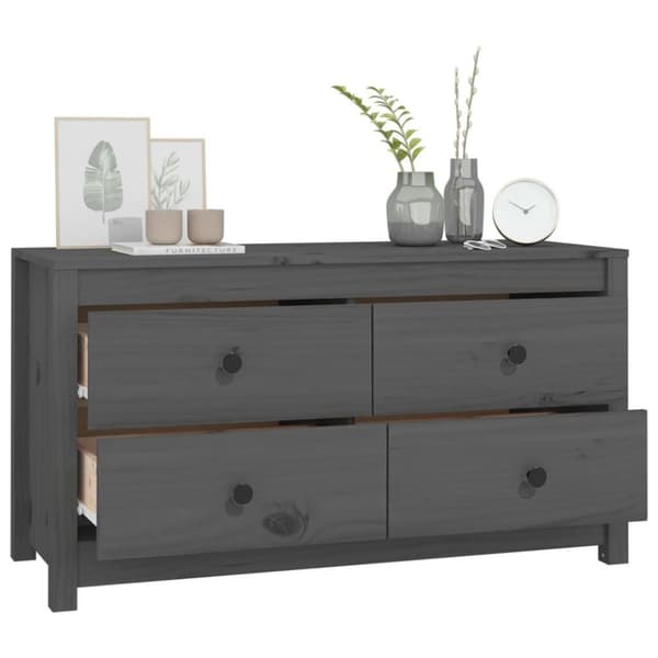 vidaXL kommode 100x40x54 cm massivt fyrretræ grå