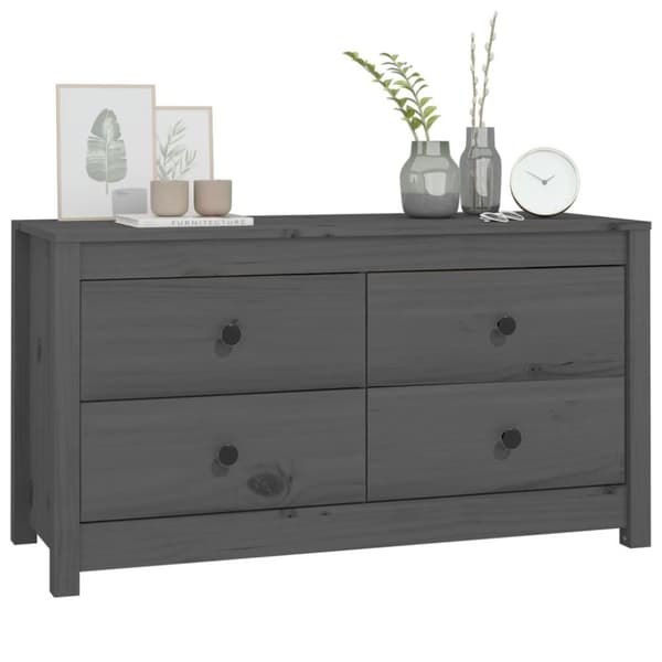 vidaXL kommode 100x40x54 cm massivt fyrretræ grå