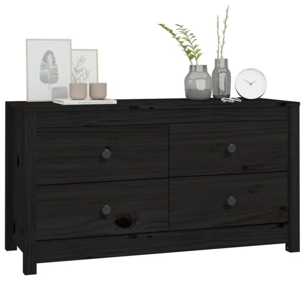 vidaXL kommode 100x40x54 cm massivt fyrretræ sort