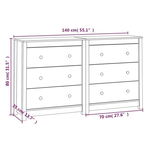 vidaXL skænk 140x35x80 cm massivt fyrretræ