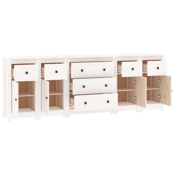 vidaXL skænk 230x35x80 cm massivt fyrretræ hvid