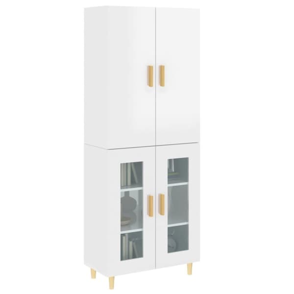 vidaXL højskab 69,5x34x180 cm konstrueret træ hvid højglans