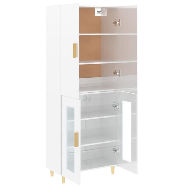 vidaXL højskab 69,5x34x180 cm konstrueret træ hvid højglans