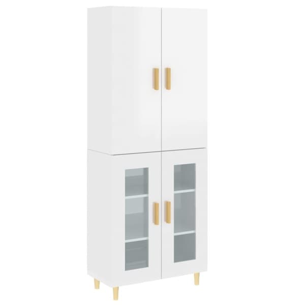 vidaXL højskab 69,5x34x180 cm konstrueret træ hvid højglans