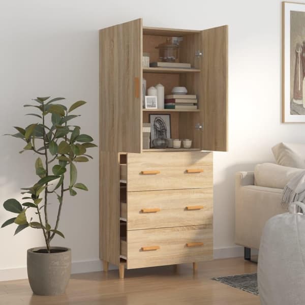 vidaXL Highboard sonoma eik 70x34x180 cm konstruert tre