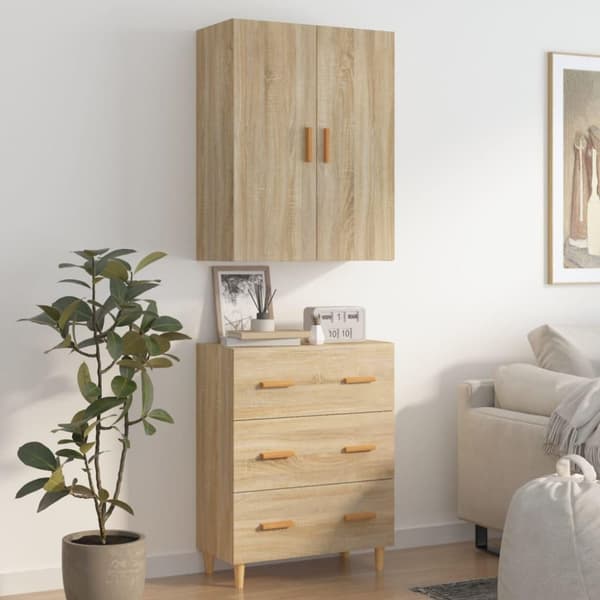 vidaXL Highboard sonoma eik 70x34x180 cm konstruert tre