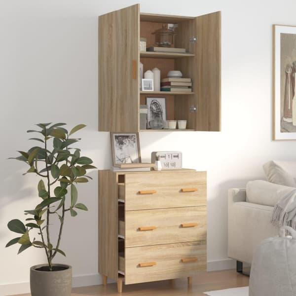 vidaXL Highboard sonoma eik 70x34x180 cm konstruert tre