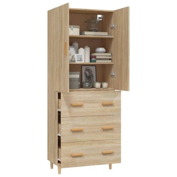vidaXL Highboard sonoma eik 70x34x180 cm konstruert tre