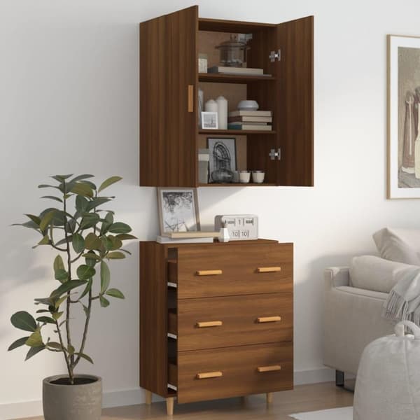 vidaXL Högskåp brun ek 70x34x180 cm konstruerat trä