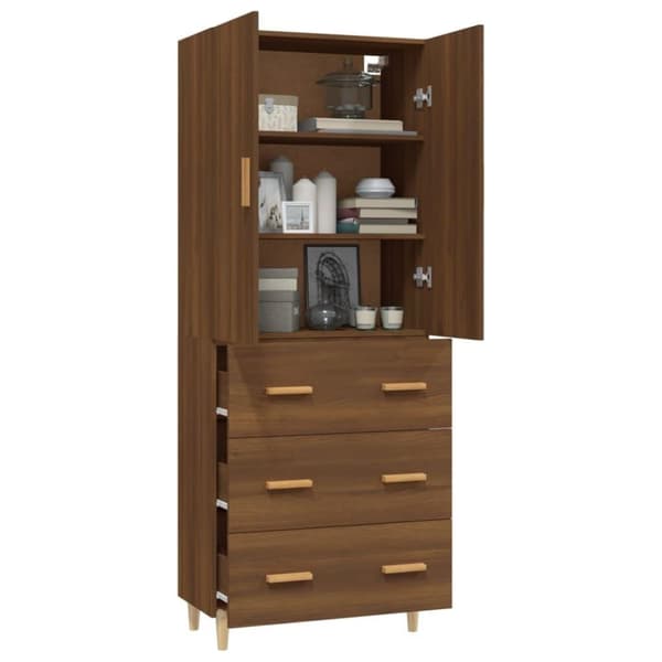 vidaXL Högskåp brun ek 70x34x180 cm konstruerat trä