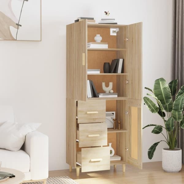 vidaXL Kaappi Sonoma tammi 69,5x34x180 cm tekninen puu
