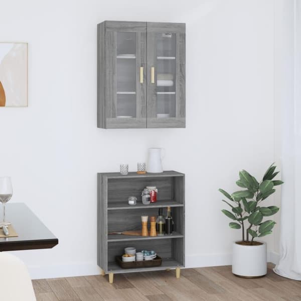vidaXL Kaappi harmaa Sonoma 69,5x34x180 cm tekninen puu