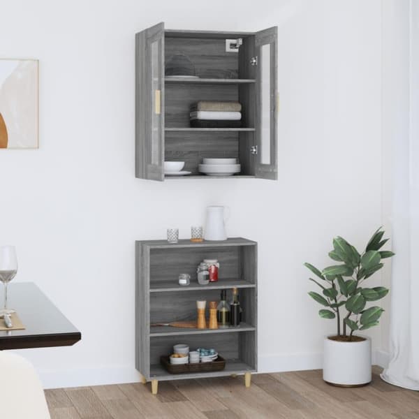 vidaXL Kaappi harmaa Sonoma 69,5x34x180 cm tekninen puu