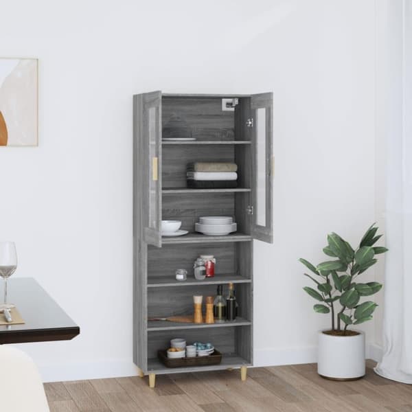 vidaXL Kaappi harmaa Sonoma 69,5x34x180 cm tekninen puu