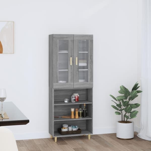 vidaXL Kaappi harmaa Sonoma 69,5x34x180 cm tekninen puu