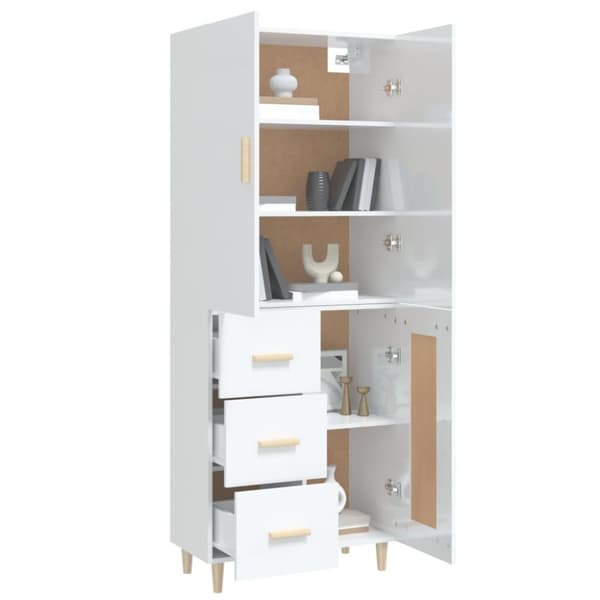 vidaXL Highboard høyglans hvit 69,5x34x180 cm konstruert tre