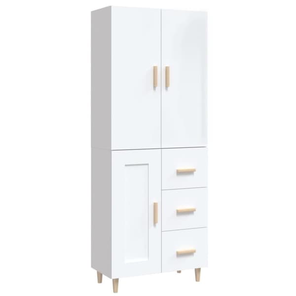 vidaXL Highboard høyglans hvit 69,5x34x180 cm konstruert tre