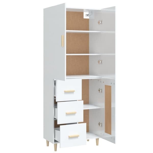 vidaXL Highboard høyglans hvit 69,5x34x180 cm konstruert tre