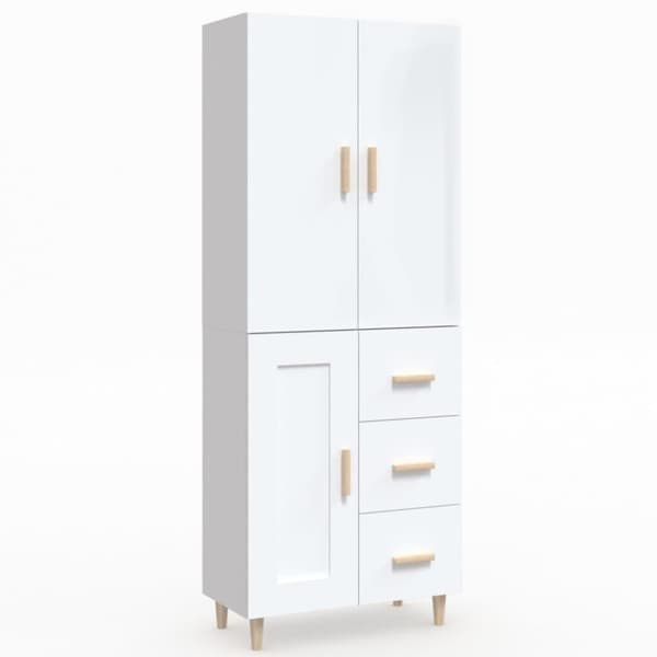 vidaXL Highboard høyglans hvit 69,5x34x180 cm konstruert tre