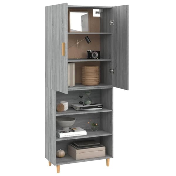 vidaXL Highboard grå sonoma 69,5x34x180 cm konstruert tre