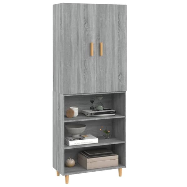 vidaXL Highboard grå sonoma 69,5x34x180 cm konstruert tre