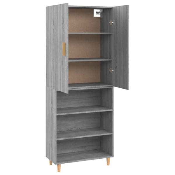 vidaXL Highboard grå sonoma 69,5x34x180 cm konstruert tre