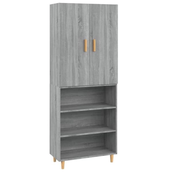 vidaXL Highboard grå sonoma 69,5x34x180 cm konstruert tre