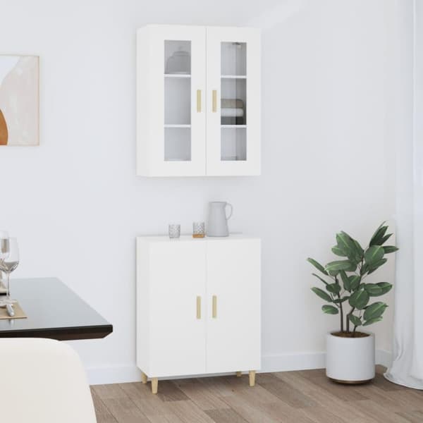 vidaXL Highboard hvit 70x34x180 cm konstruert tre