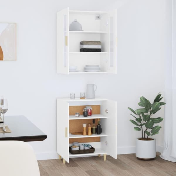 vidaXL Highboard hvit 70x34x180 cm konstruert tre